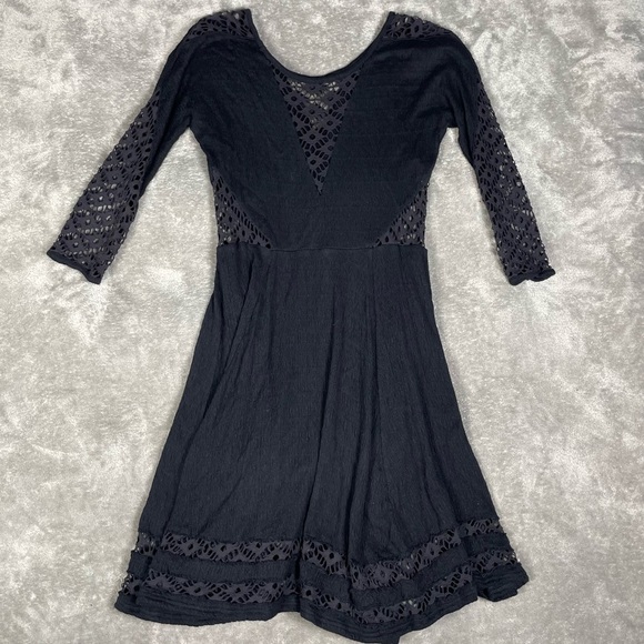 Free People Dress Womens Small To The Point Black Whimsigoth Dark Romantic Punk - Picture 7 of 9